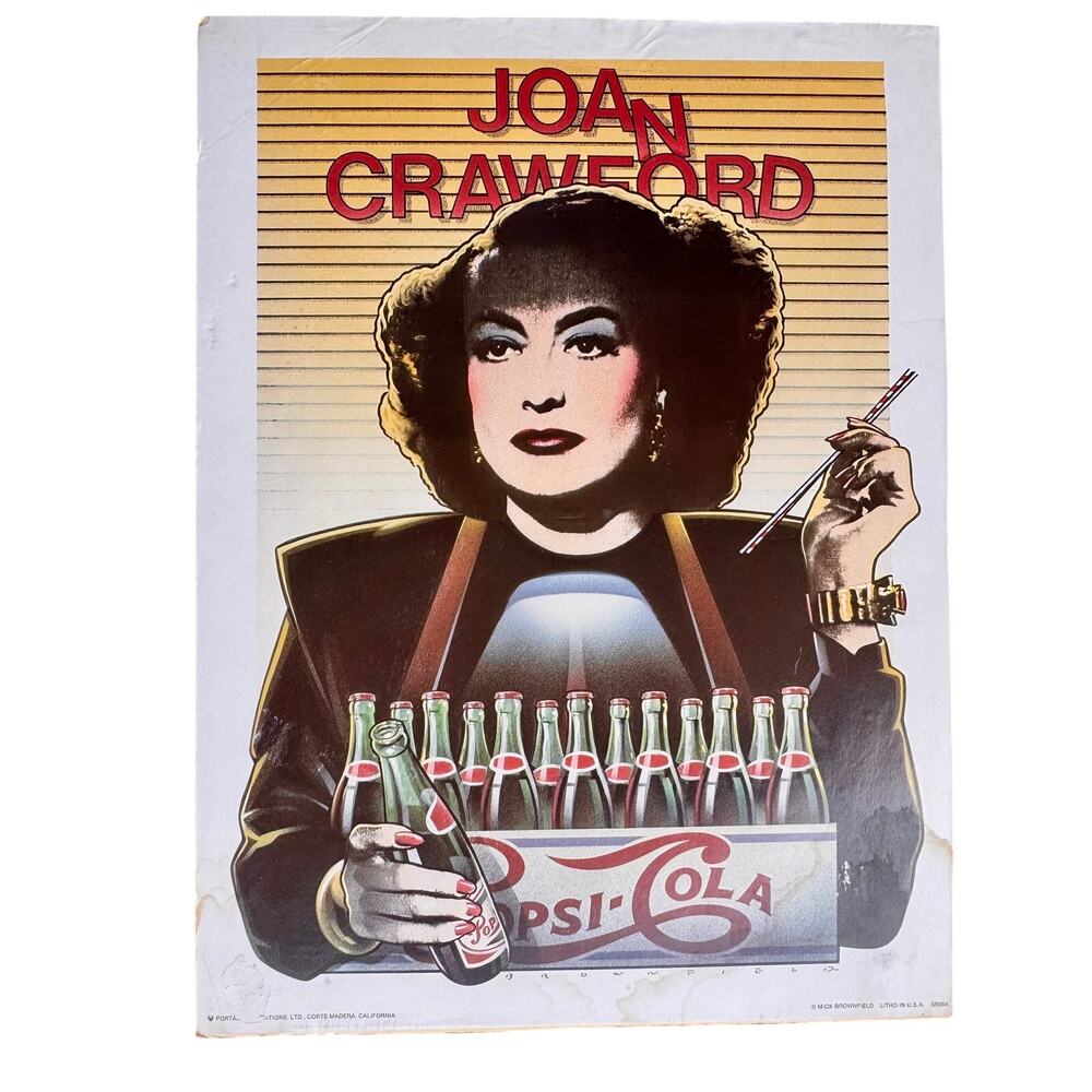 Joan Crawford Pepsi Cola lithograph promotional poster 70’s 80’s RARE